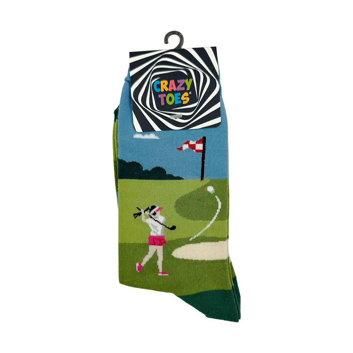 CRAZY TOES - LADIES - GOLF SWING Crew Socks