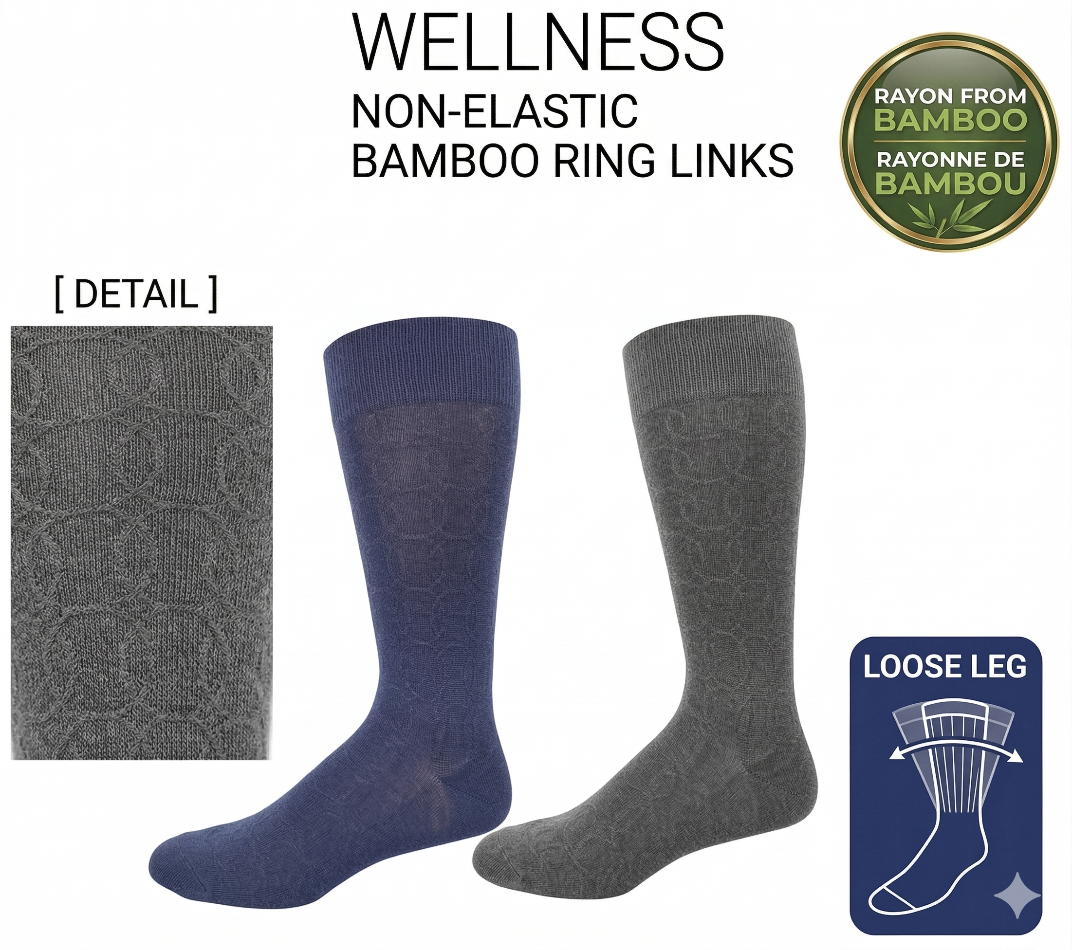 KEY - Diabetic Wellness - Men's - Non-Elastic - Bamboo - Ring Socks