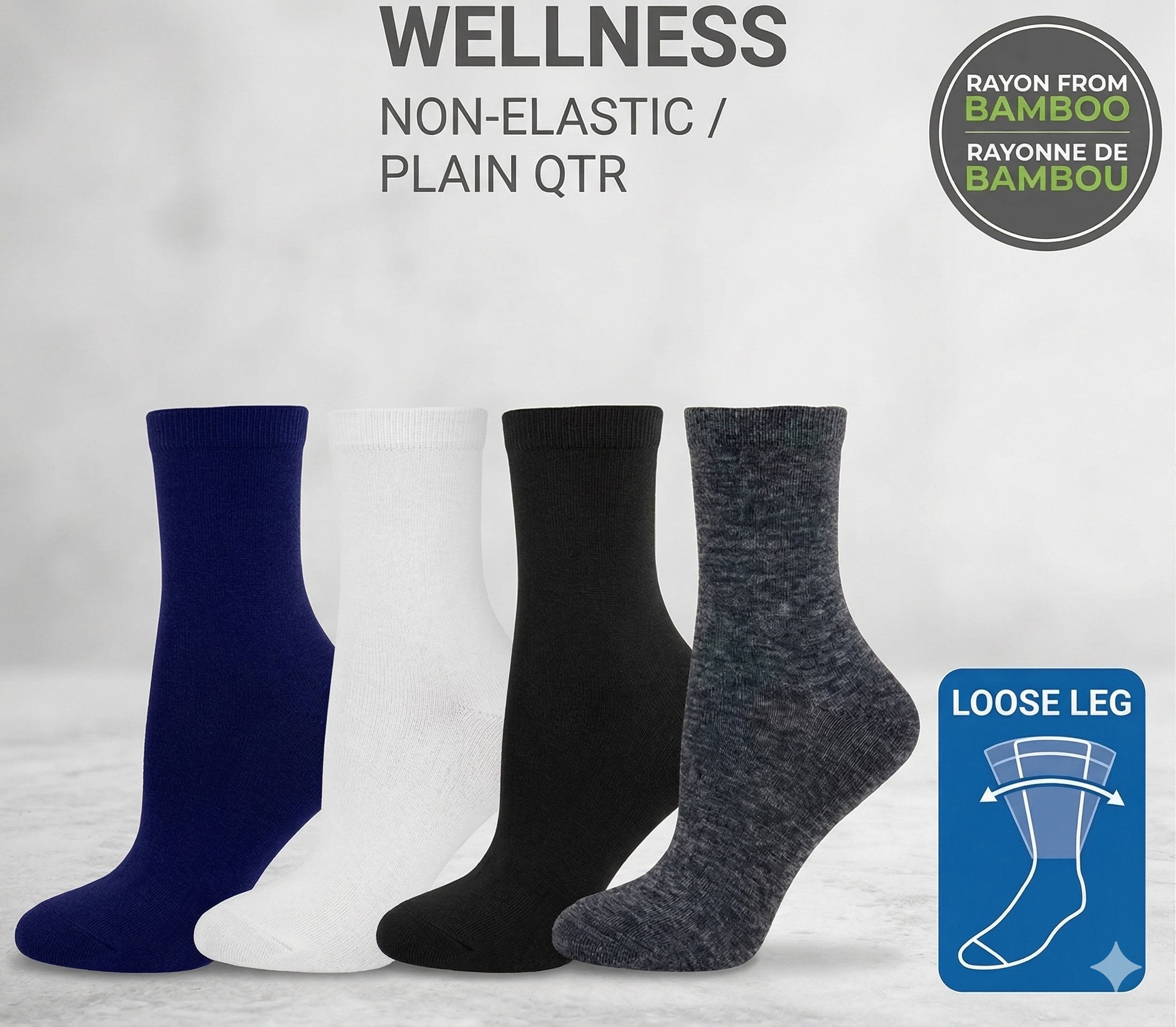 KEY - Diabetic Wellness - Women's - non-Elastic - Bamboo - Plain - Quarter