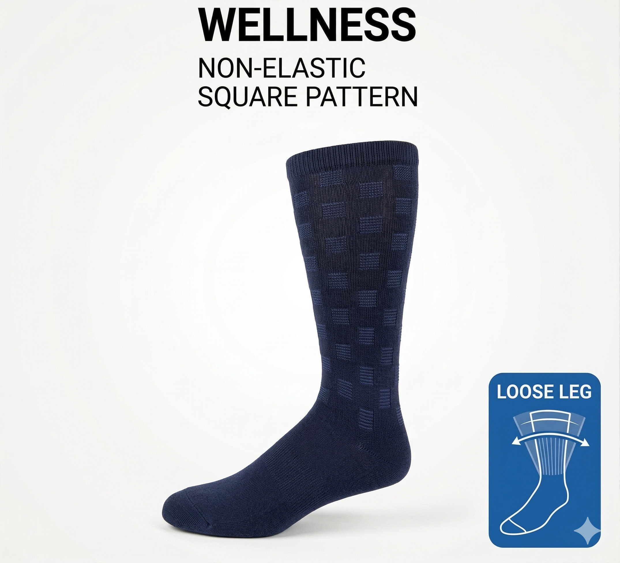 KEY - Diabetic Wellness - Men's - Non-Elastic - Square Pattern Socks