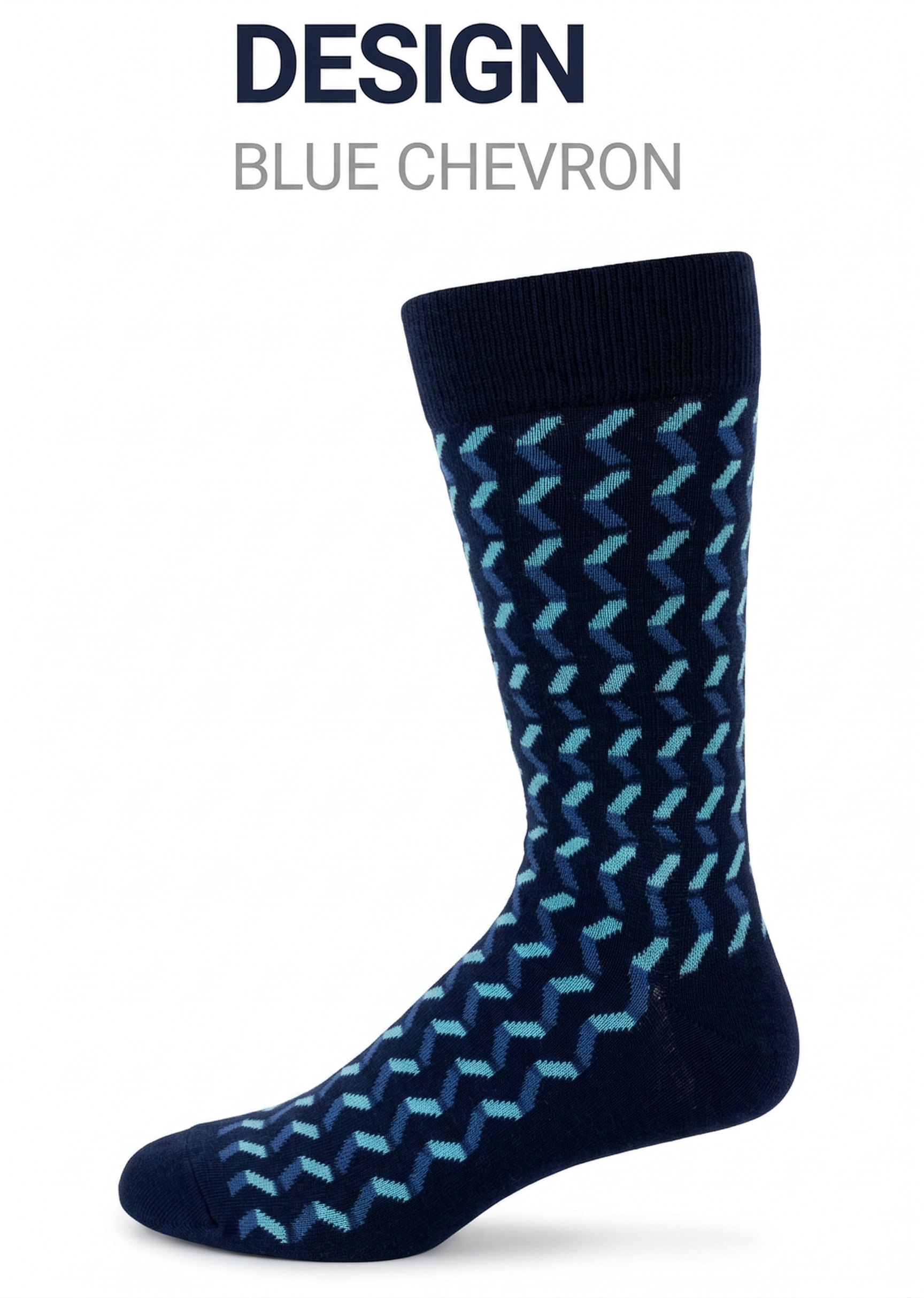 KEY - Men's Dress Socks - Blue Chevron