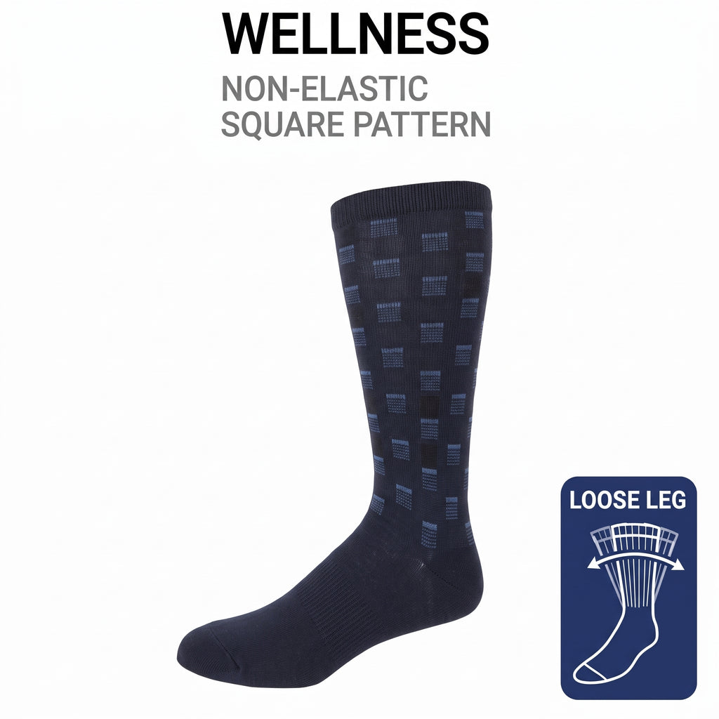 KEY - Diabetic Wellness - Men's - Non-Elastic - Square Pattern Socks