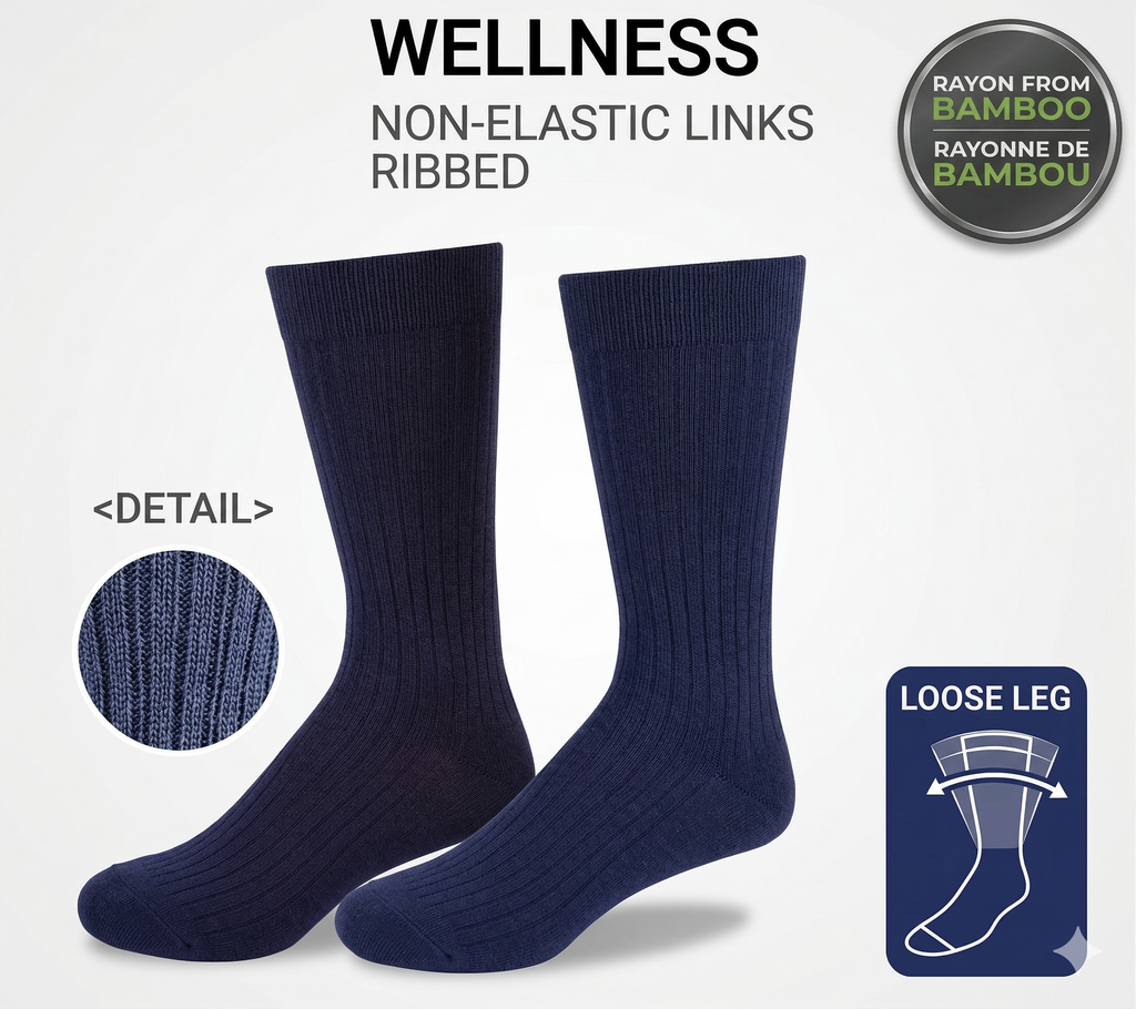 KEY - Diabetic Wellness - Men's-Non-Elastic - Ribbed - Bamboo