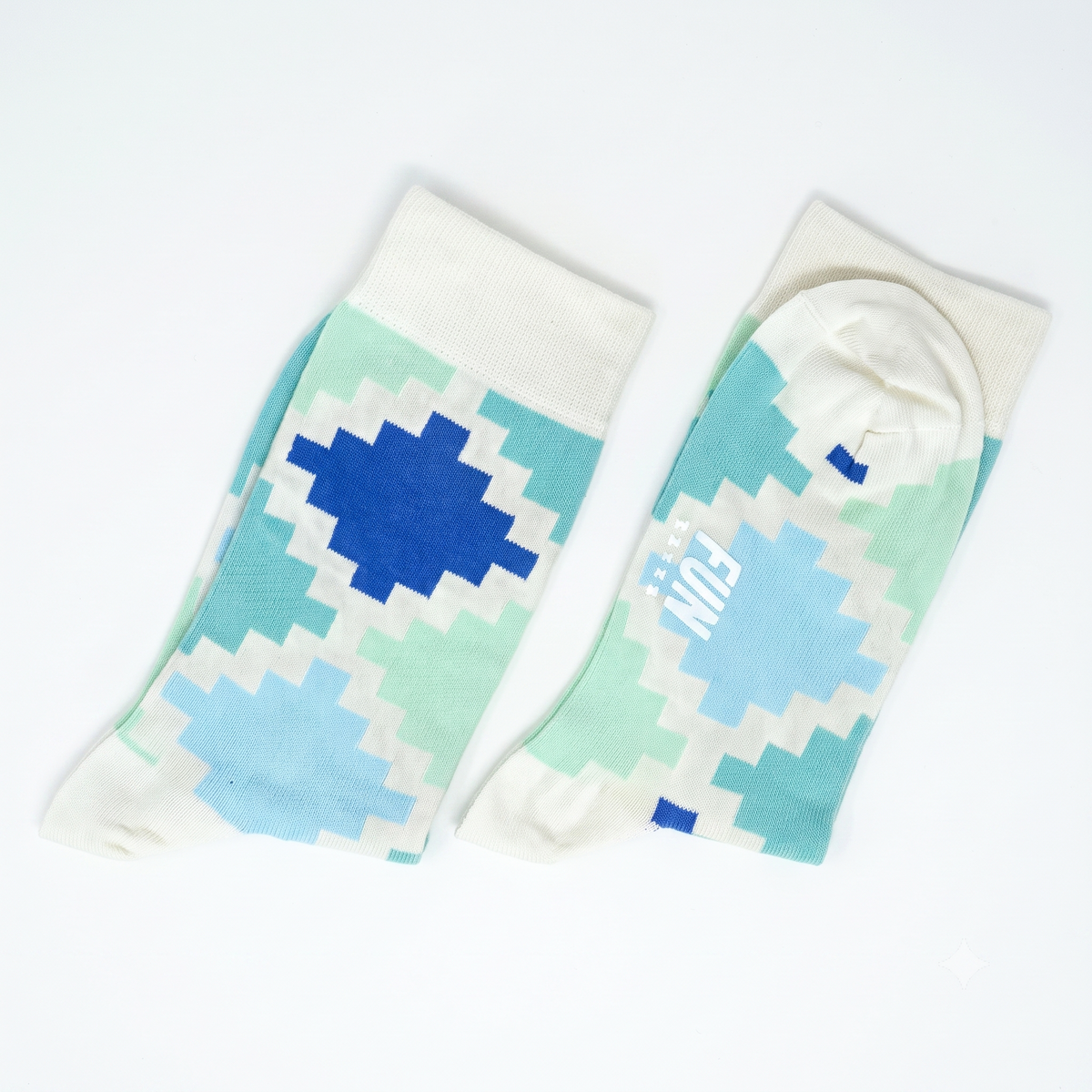 FUN Socks - Women's -  GEO CHECK Crew Socks