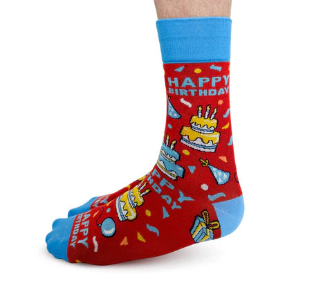 Uptown Sox - Men's - Happy Birthday Socks for HIM -Red