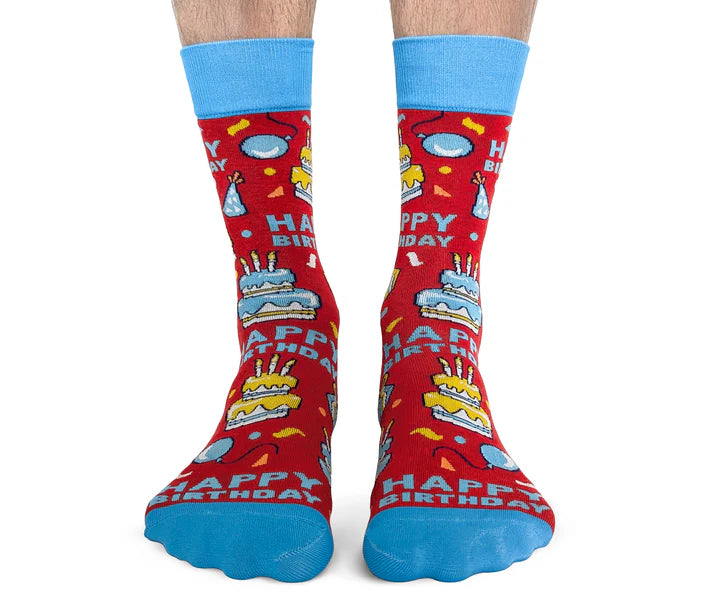 Uptown Sox - Men's - Happy Birthday Socks for HIM -Red