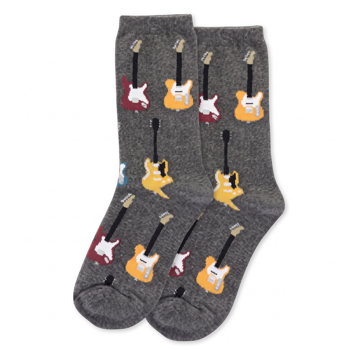 HOT SOX - KIDS - GUITARS Grey Crew Socks