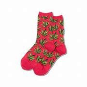 Hot Sox - Women - PINK WEED Crew Socks