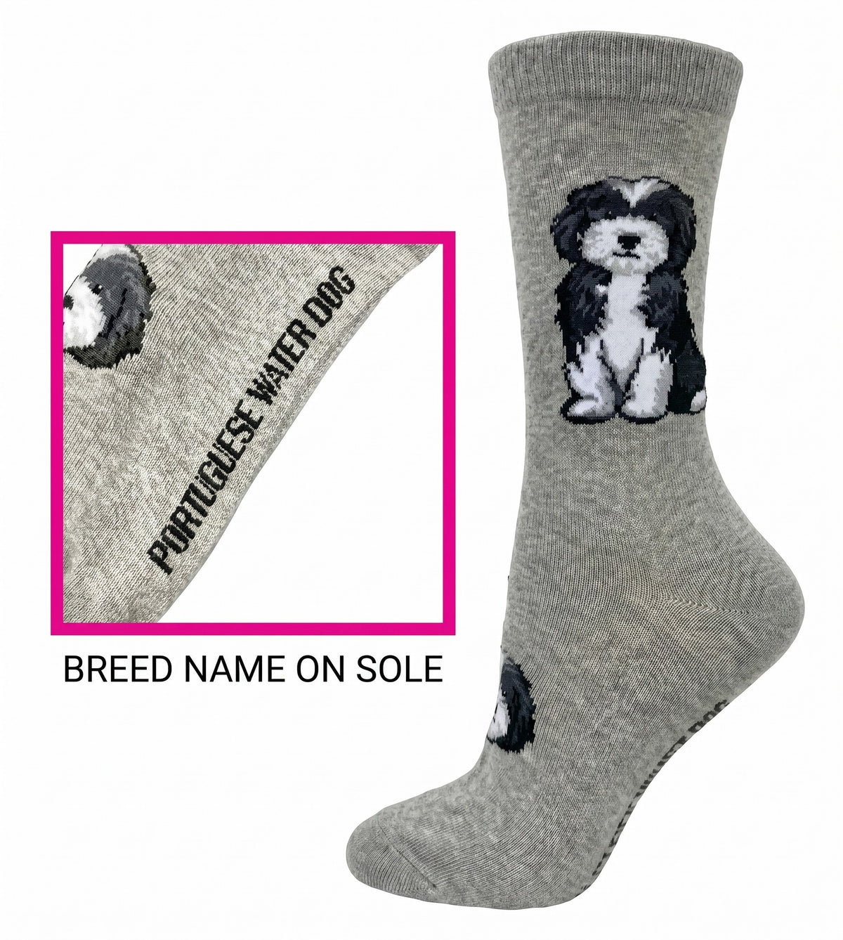 CRAZY TOES - LADIES - PORTUGUESE WATER DOG Crew Socks