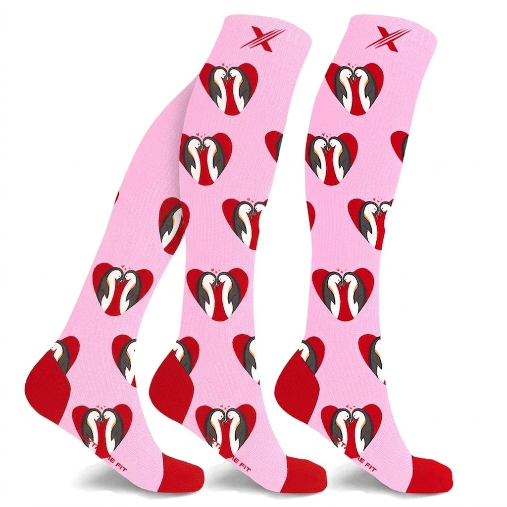 Extreme Fit - SOULMATES COMPRESSION SOCKS - PINK PENGUINS - S/M