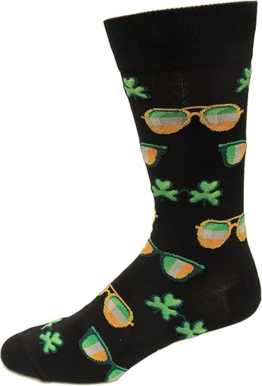 Hot Sox - Men - ST. PATRICK'S Day SUNGLASSES Crew Socks - Black