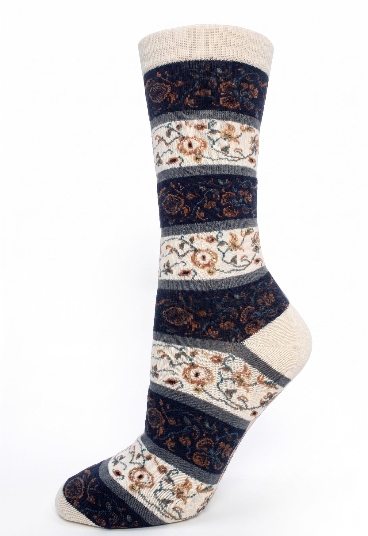 CRAZY TOES - LADIES - VINTAGE FLORAL Crew Socks