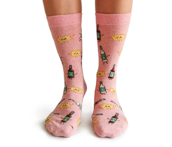 Uptown Sox - Women's - Wine Hearts Cheese Socks