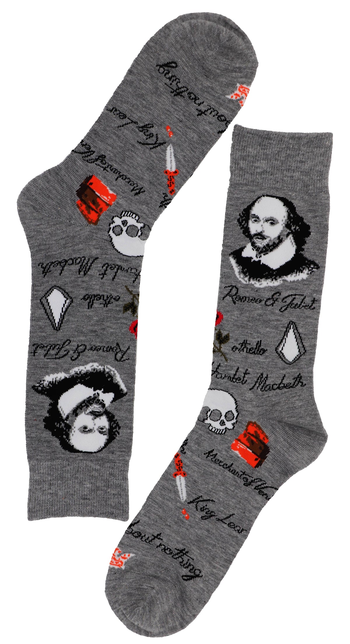 SoXcellent - Shakespeare Unisex Crew Novelty Funny Socks - M