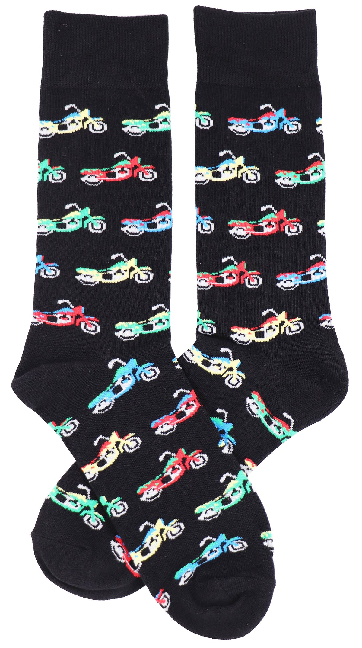 SoXcellent - Motorcycle Black Unisex Crew Novelty Socks (7-12) - M