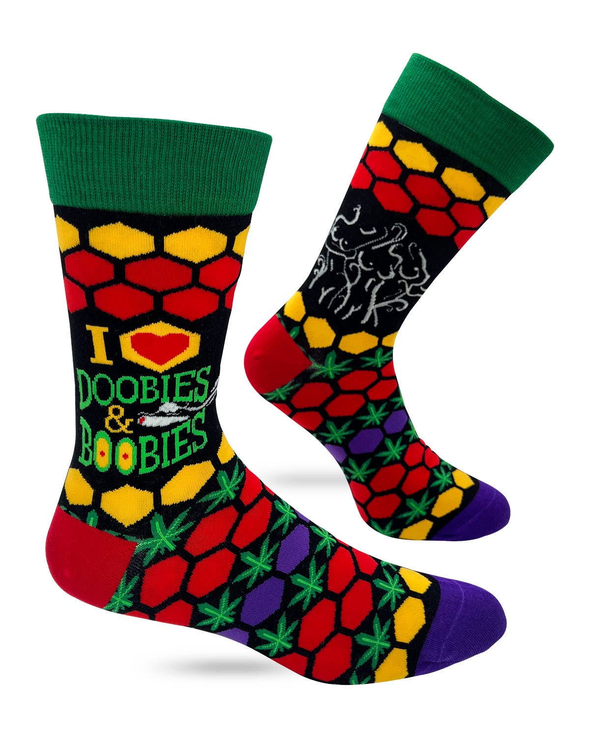 Fabdaz - I Heart Doobies & Boobies Men's Novelty Crew Socks