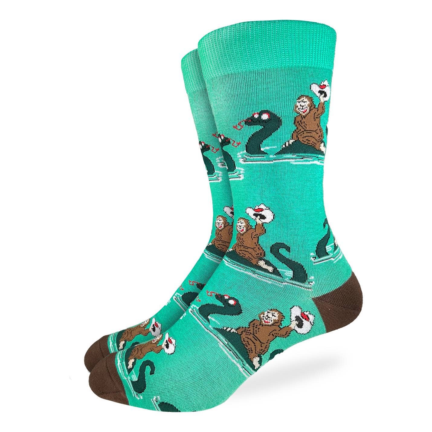 Good Luck Sock - Men's Bigfoot Riding Loch Ness Monster Socks