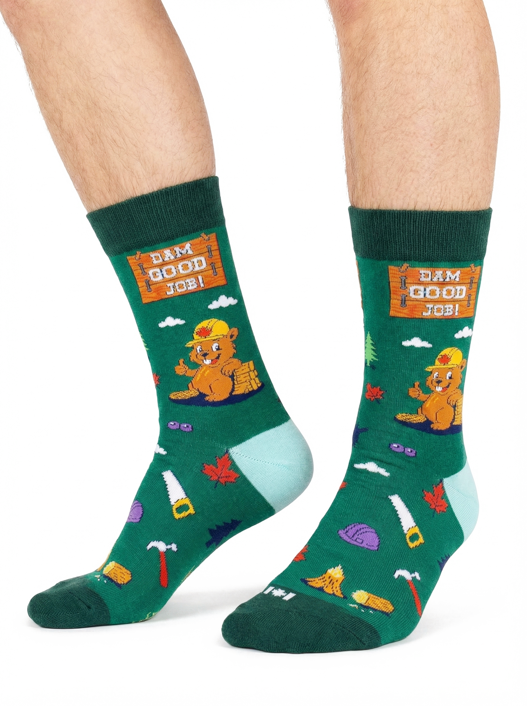 Northern Icons Canada - DAM GOOD JOB Crew Socks – Funny Beaver Graphic Canada Workwear Socks