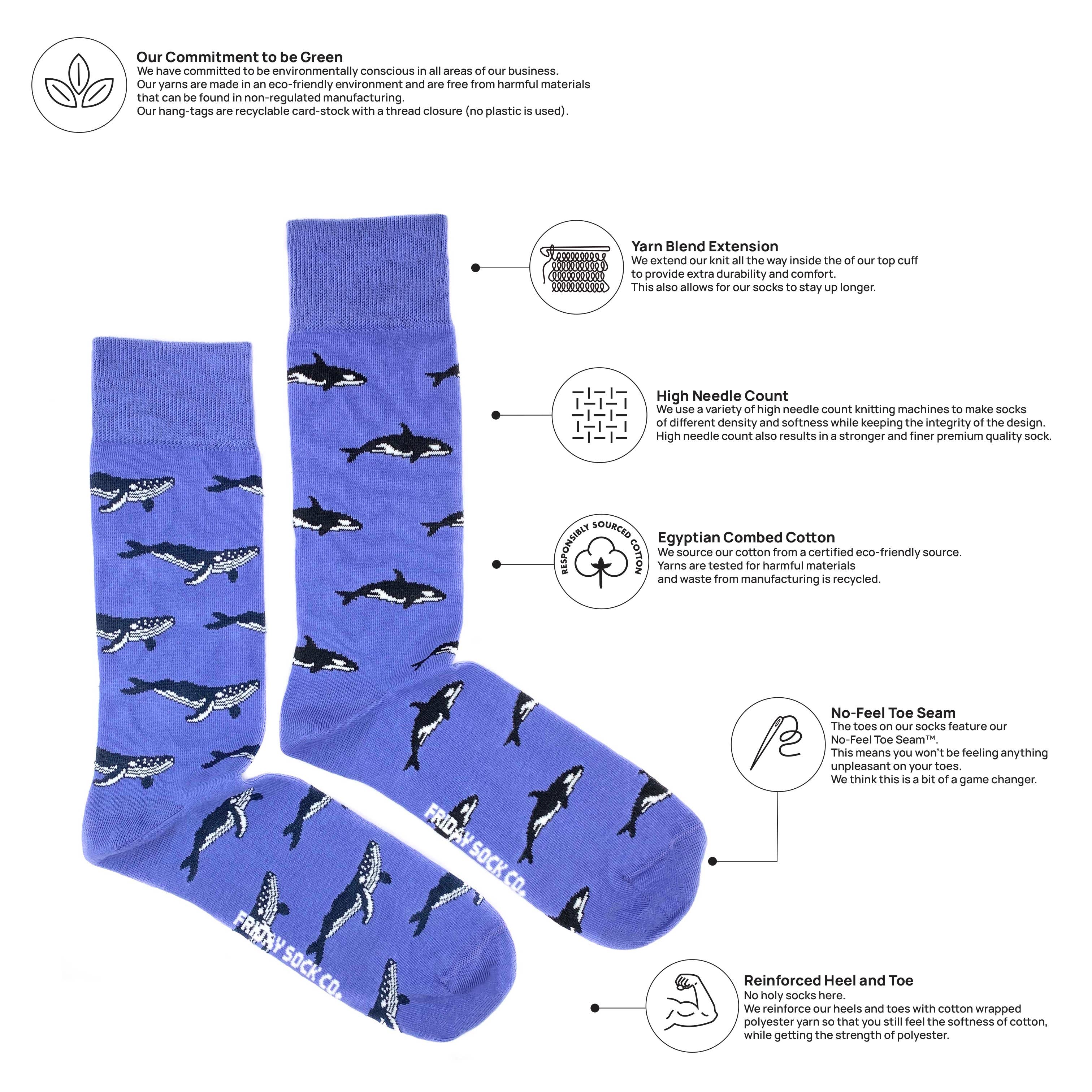 Friday Sock - Men’s - Humpback Whale & Orca Socks