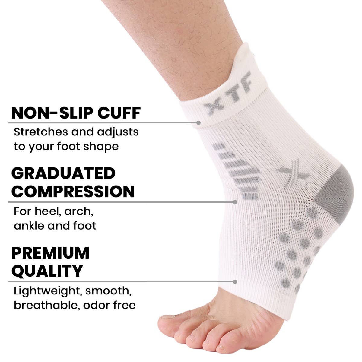 Extreme Fit - MEN'S - THERAPEUTIC COMPRESSION ANKLE SLEEVES - WHITE