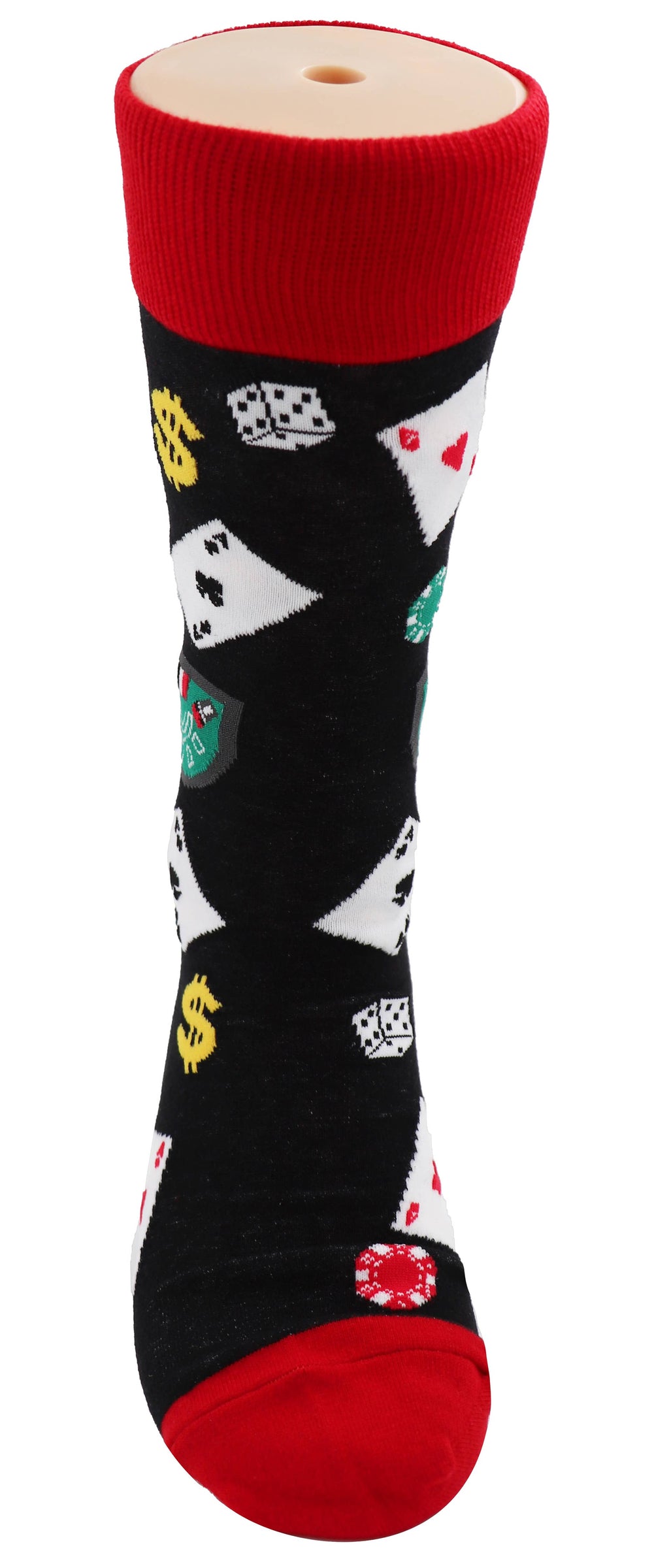 SoXcellent - Casino Play Card Dollar Dice Unisex Novelty Socks - M