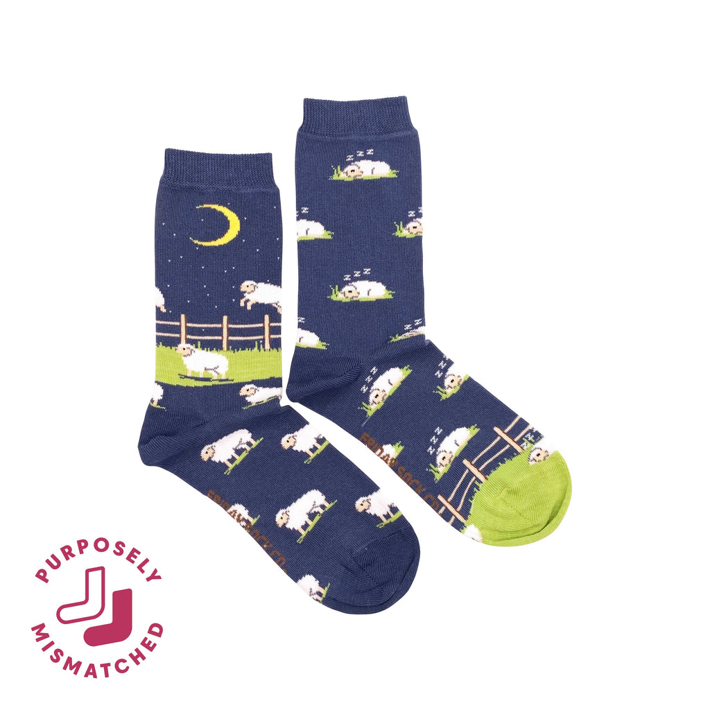Friday Sock Co. - Women's Jumping Sheep Crew Socks - Colorful & Patterned