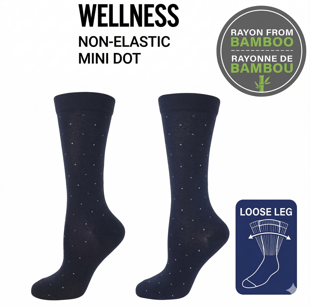 KEY - Diabetic Wellness - Women's - non-Elastic - Bamboo - Crew Socks - Mini Dots