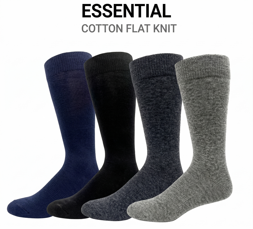 KEY - Men's Dress Socks-Cotton Flat Knit
