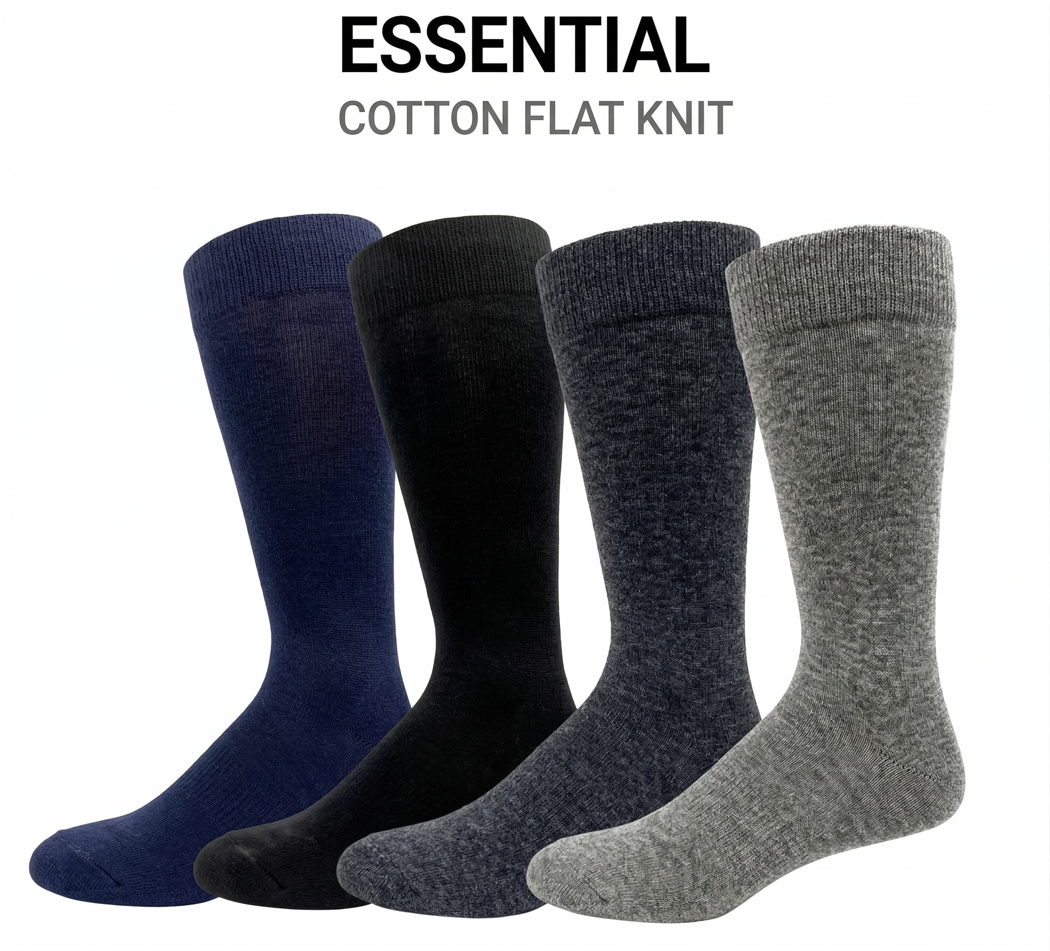 KEY - Men's Dress Socks-Cotton Flat Knit