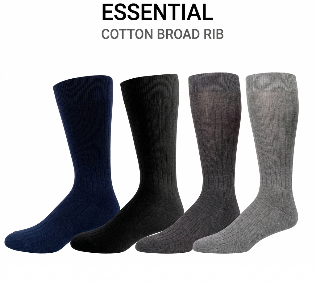 KEY - Men's Dress Socks - Cotton Broad Rib