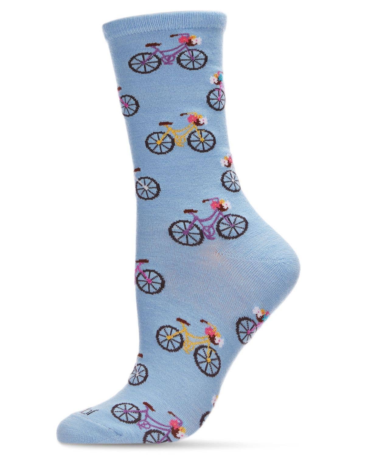 MeMoi - Women's - Time to Ride Bicycles Bamboo Crew Socks