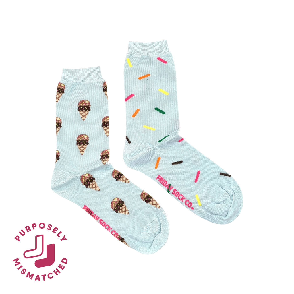 Friday Sock Co. - Women’s Ice Cream & Sprinkles Crew Socks - Quirky for Her