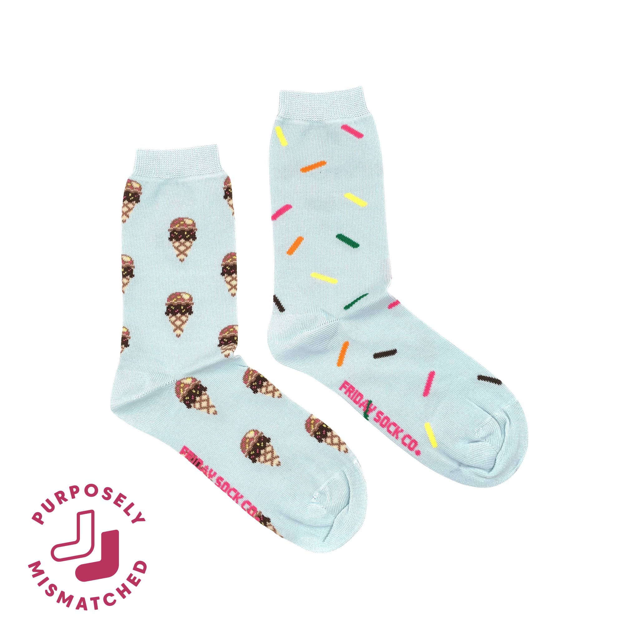 Friday Sock Co. - Women’s Ice Cream & Sprinkles Crew Socks - Quirky for Her