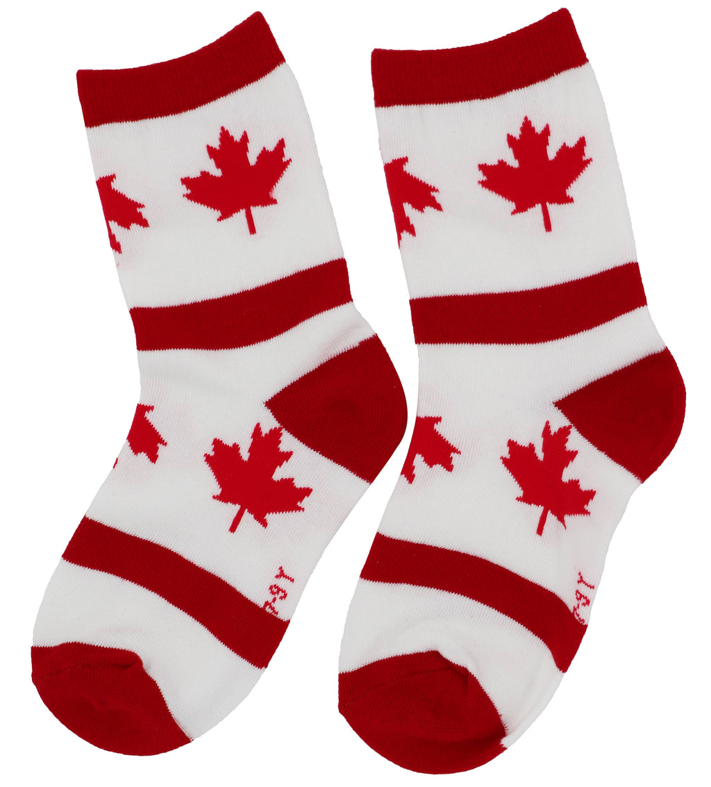 SoXcellent-Kids-Boy Girl Stripes Maple Leaves Canada Unisex Funny Socks