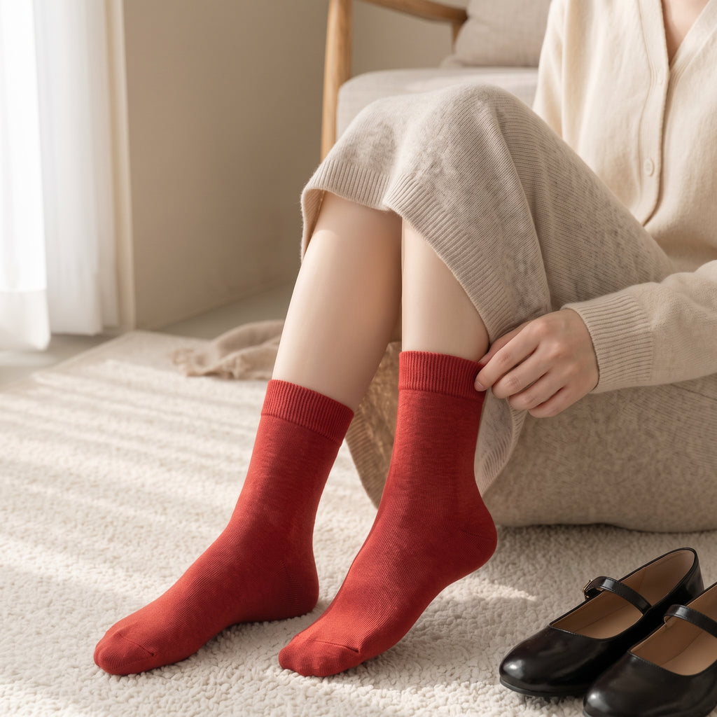 Yangmal Babo-Women's - Selly Dress Socks: RED