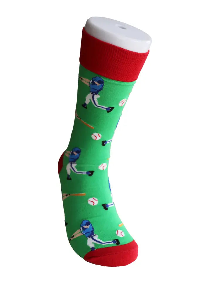 SoXcellent-Baseball Sport Unisex Novelty Socks - RED GREEN