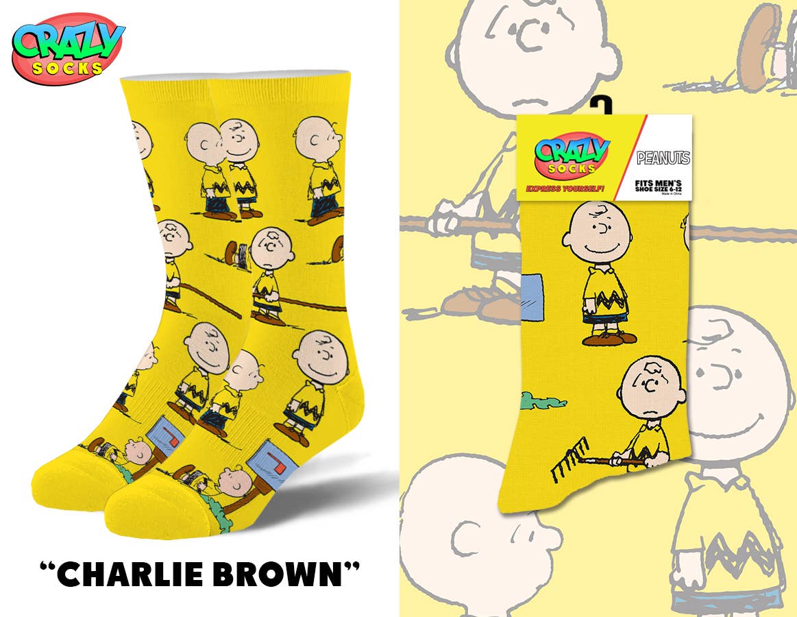 Crazy Socks - Charlie Brown Men's Crew Folded Socks