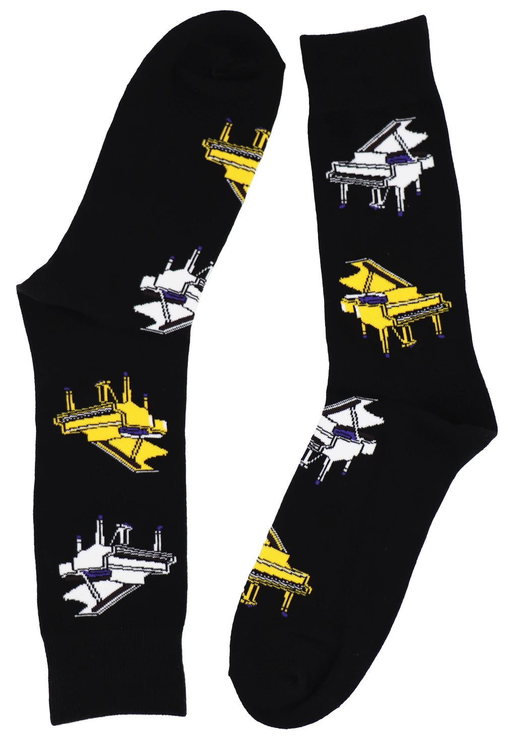 SoXcellent - Grand Piano Black Unisex Crew Novelty Socks - M
