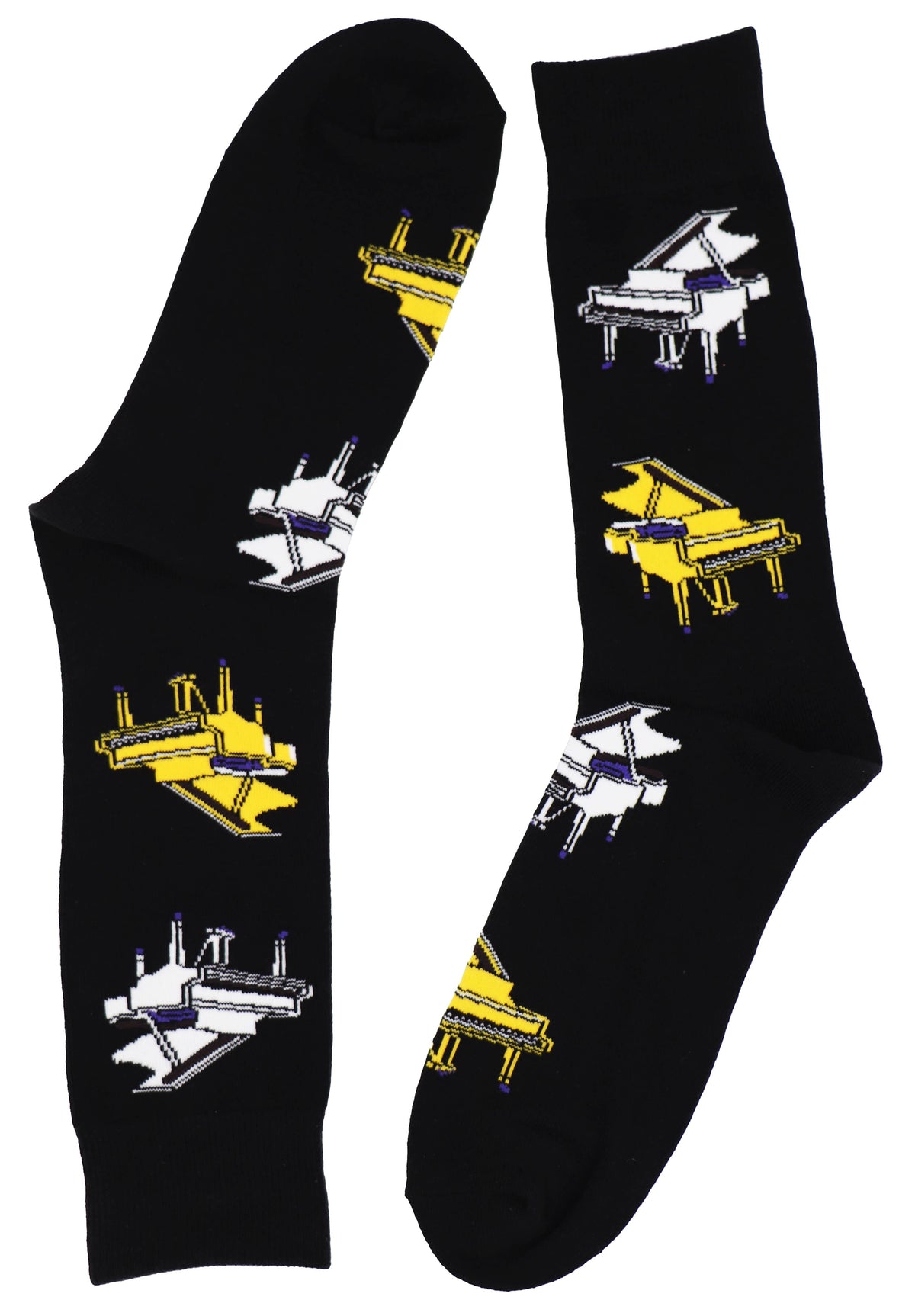 SoXcellent - Grand Piano Black Unisex Crew Novelty Socks - M