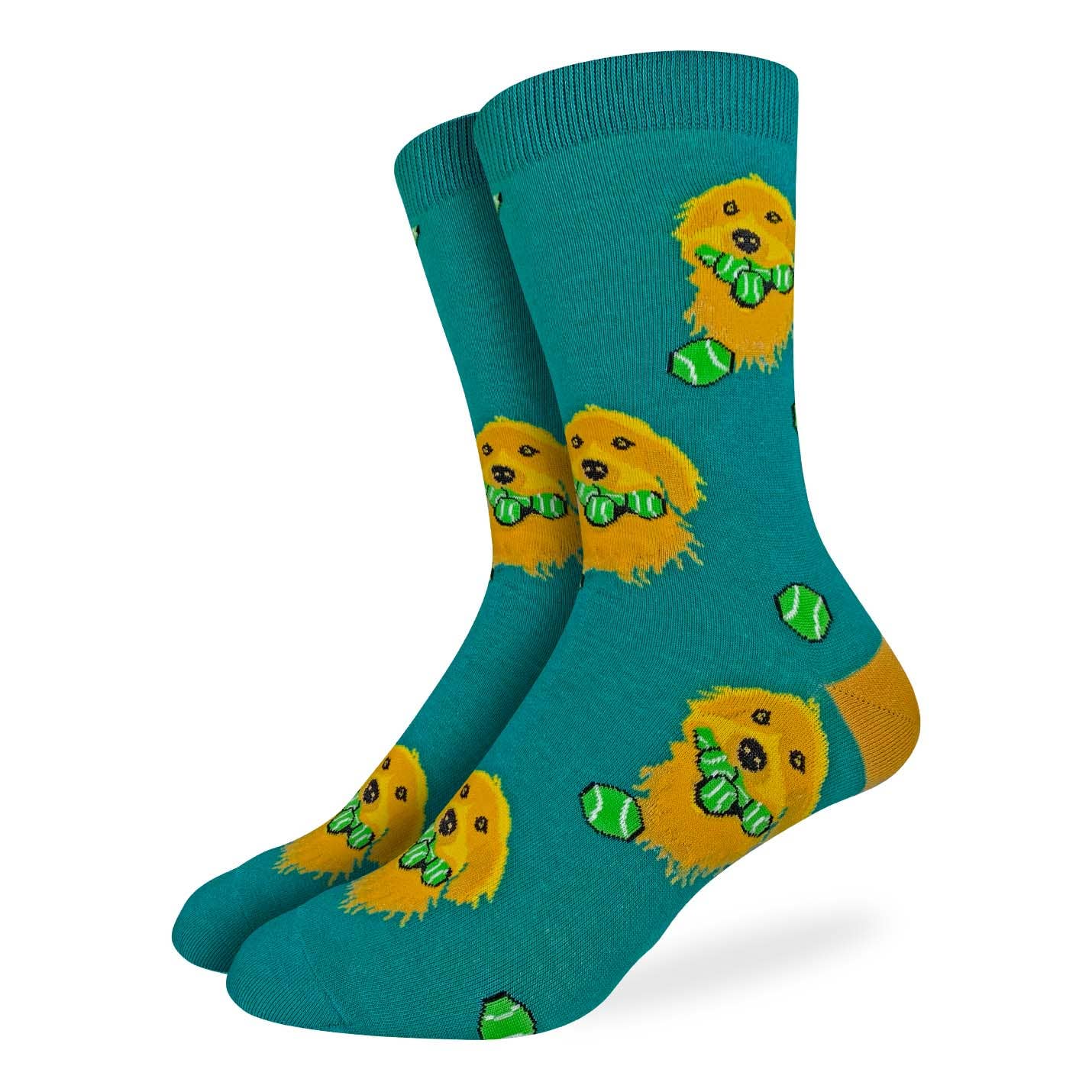 Good Luck Sock - Men's Golden Retriever with Tennis Balls Socks