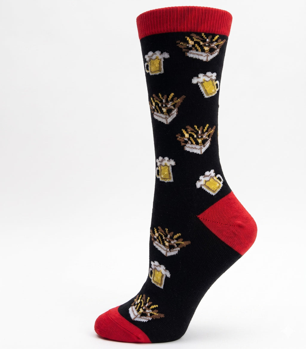 CRAZY TOES - LADIES - POUTINE & BEER Crew Socks