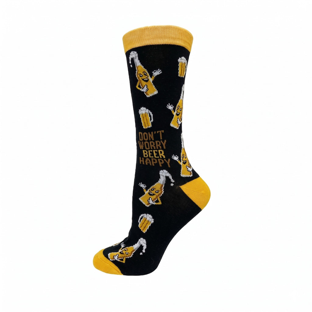 CRAZY TOES - LADIES - BEER HAPPY Crew Socks