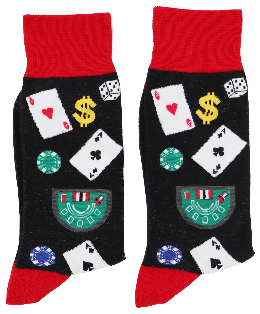 SoXcellent - Casino Play Card Dollar Dice Unisex Novelty Socks - M