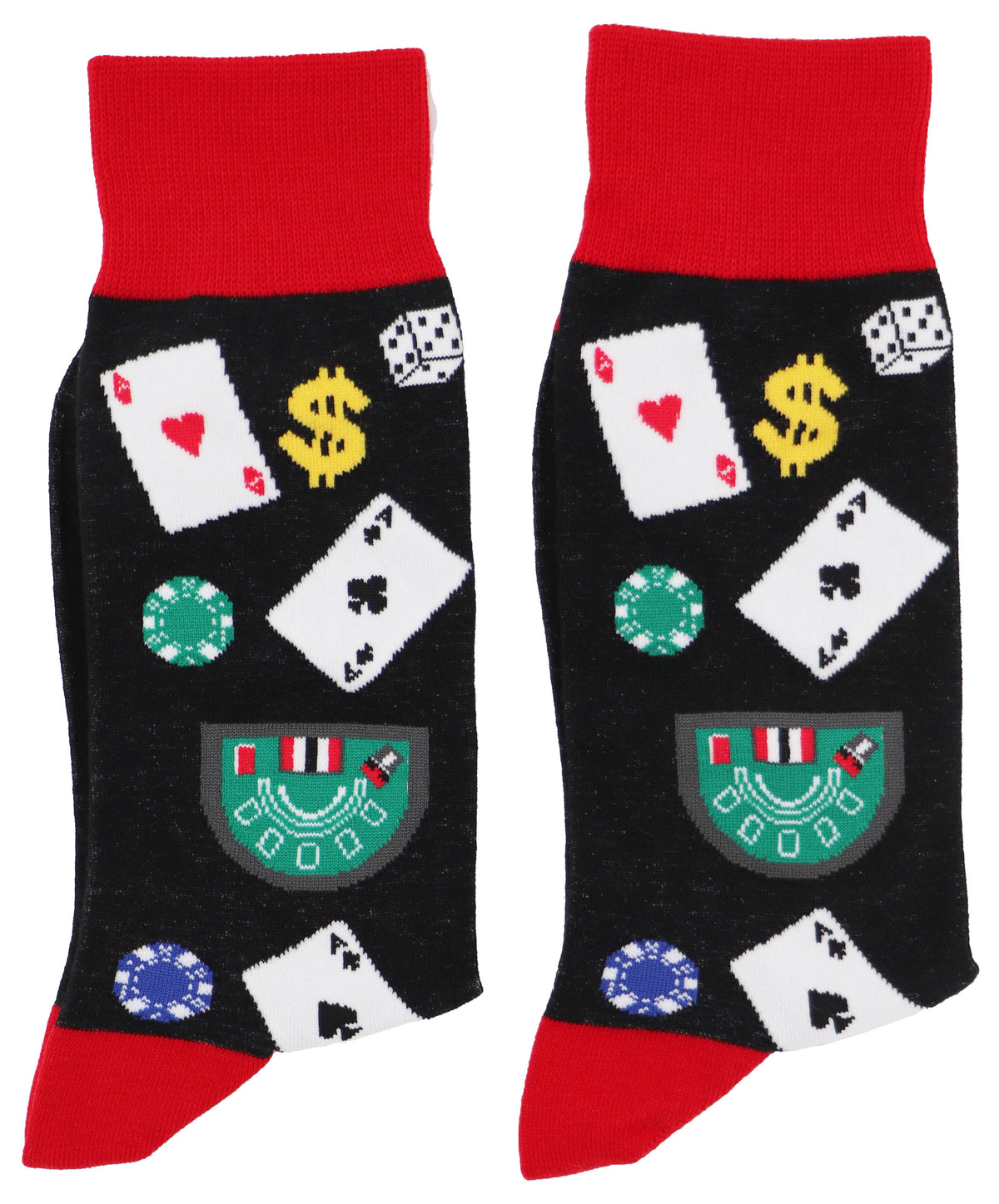 SoXcellent - Casino Play Card Dollar Dice Unisex Novelty Socks - M
