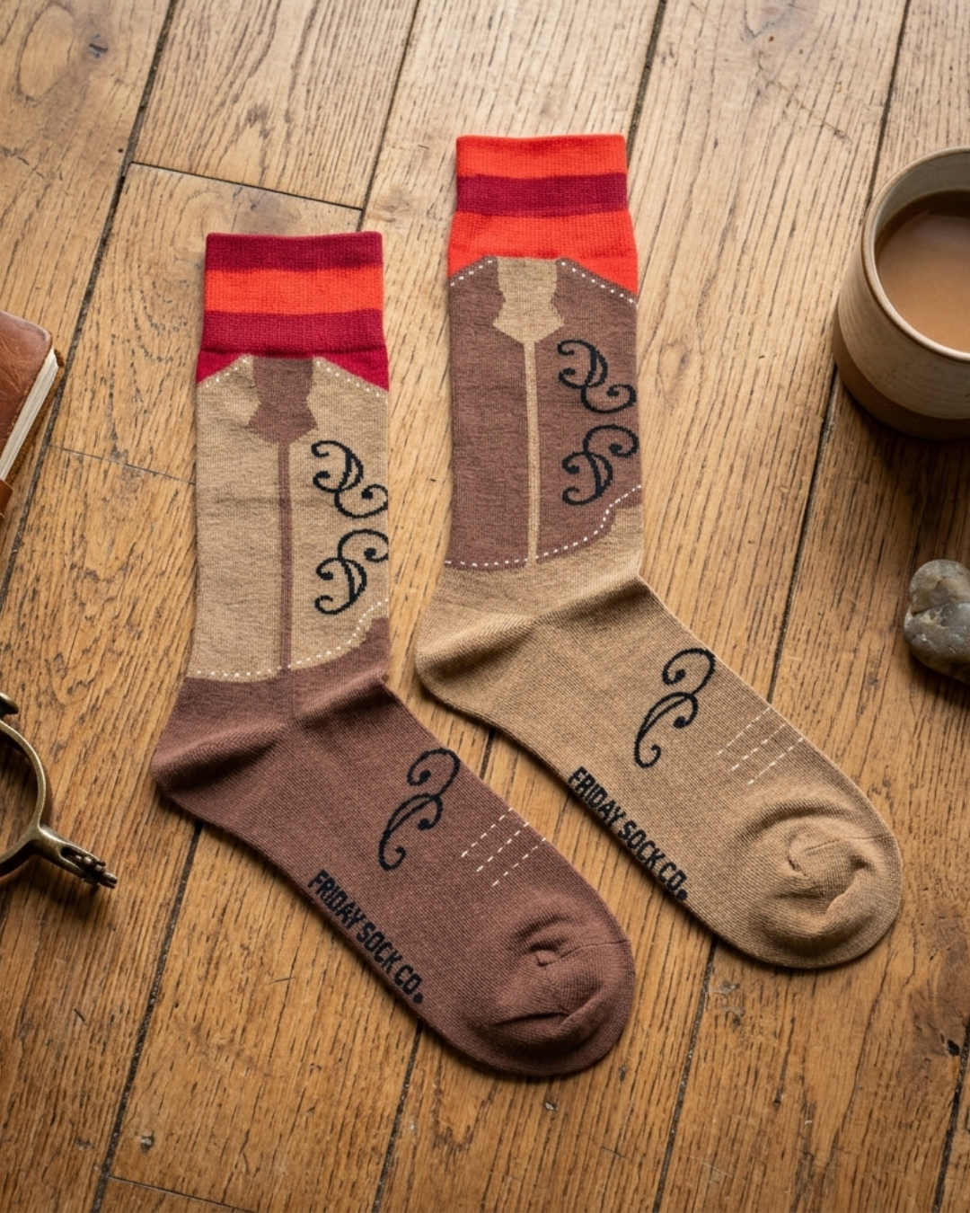 Friday Sock Co. - Men's Cowboy Boot  Mid-Calf Socks - Western Casual Gift