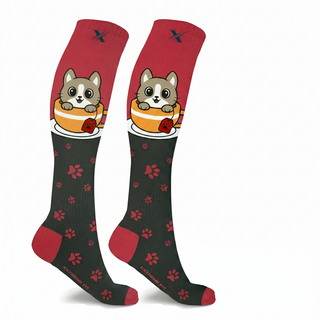 Extreme Fit - WOMEN'S - COMPRESSION Socks - CAT IN A CUP