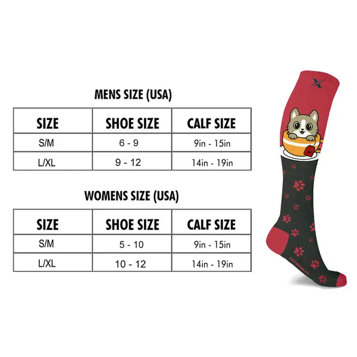 Extreme Fit - WOMEN'S - COMPRESSION Socks - CAT IN A CUP