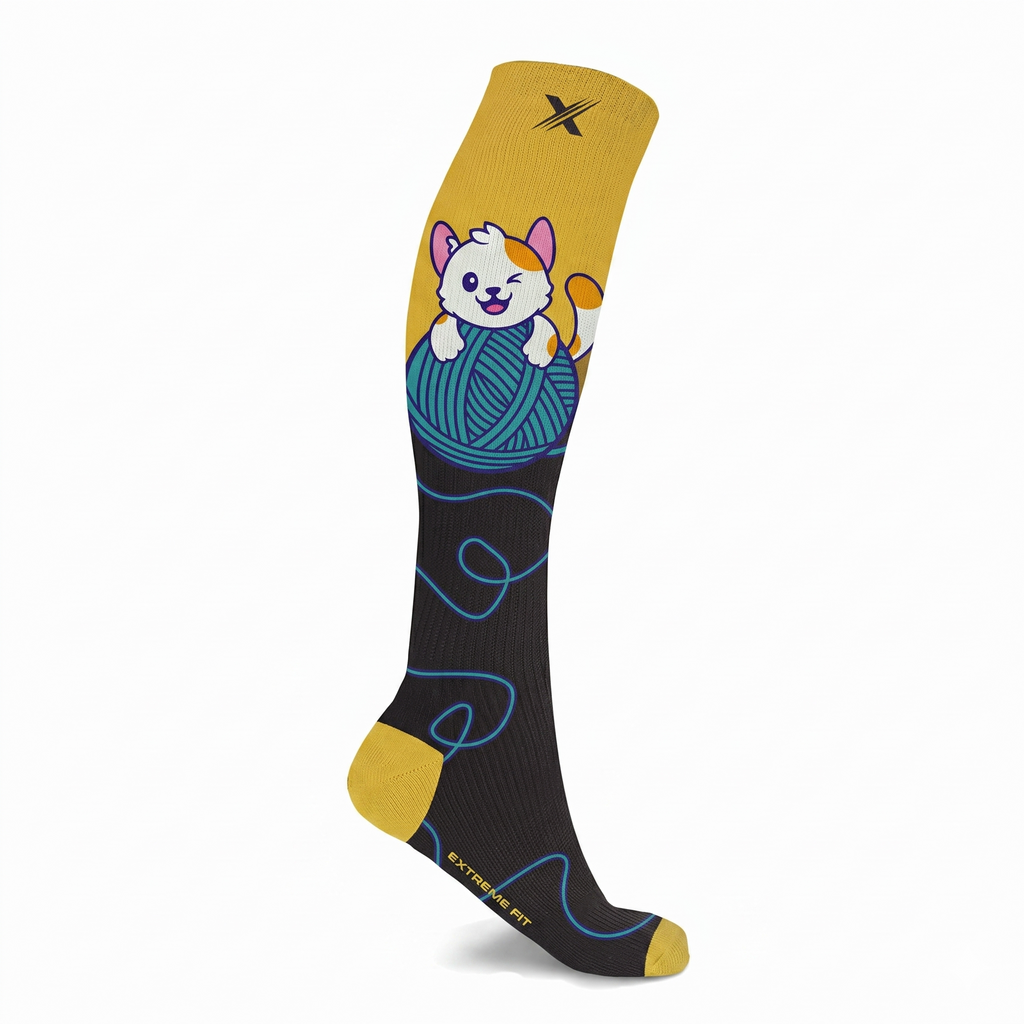 Extreme Fit - WOMEN'S - COMPRESSION Socks - CAT ON A YARN
