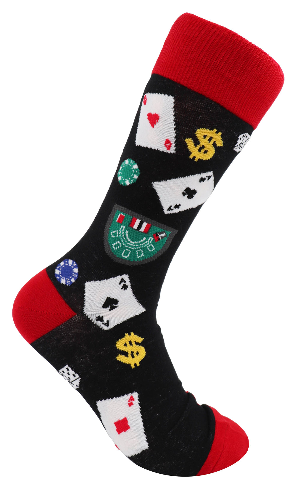 SoXcellent - Casino Play Card Dollar Dice Unisex Novelty Socks - M