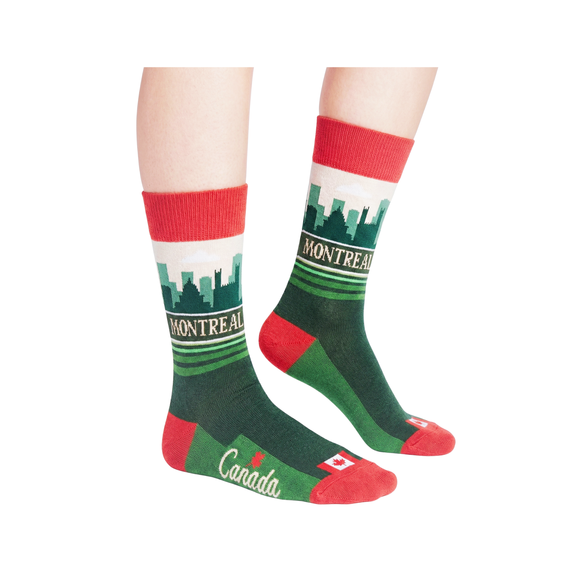 Northern Icons Canada - Montreal Canada Crew Socks with Retro City Skyline and Urban Style